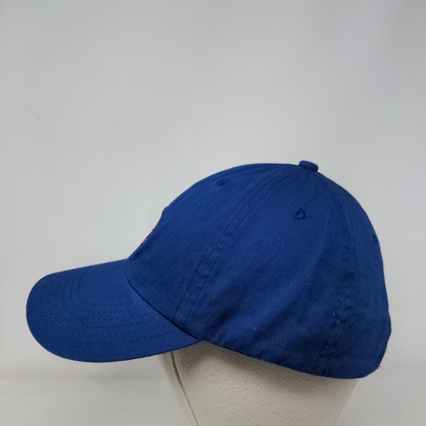 Unbranded Slideback Hat Blue One Size Adjustable Embroidered Vented Holes Cotton
