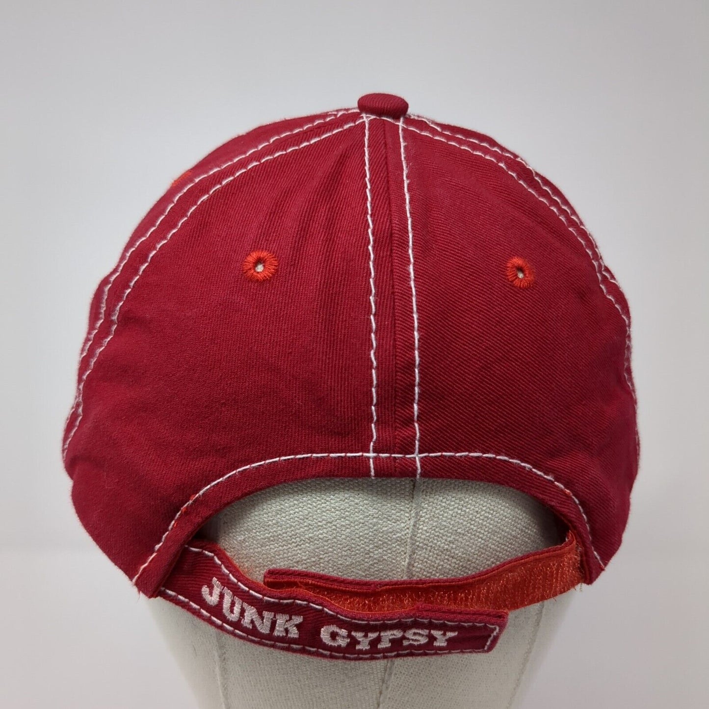 Y'All Junk Gypsy Strapback Hat Red One Size Adjustable Patch 6 Panel Distressed