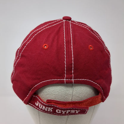 Y'All Junk Gypsy Strapback Hat Red One Size Adjustable Patch 6 Panel Distressed