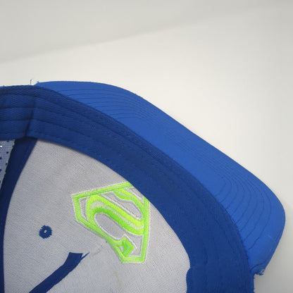 Superman Snapback Hat Blue One Size Adjustable Embroidered Breathable 6 Panel