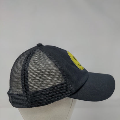 Smiley Face Snapback Mesh Back Trucker Hat Black One Size Adjustable
