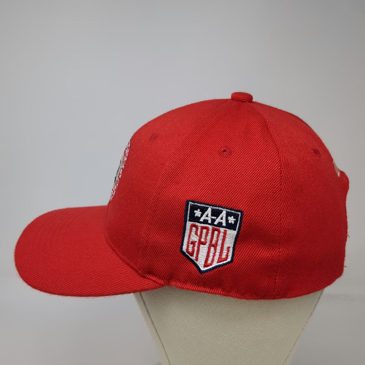 Baseball Cap Red One Size Rockford Peaches AAGPBL Dugan 43 Patch Embroidery Hat