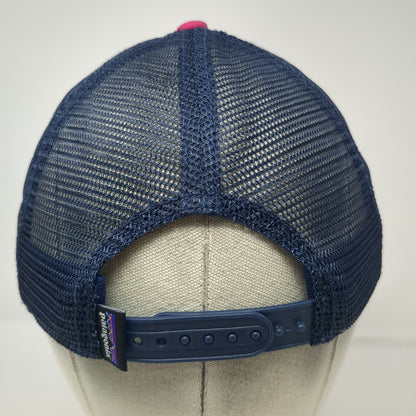 Patagonia Trucker Hat Pink Blue White One Size Mesh Back Snapback Hiker Mountain