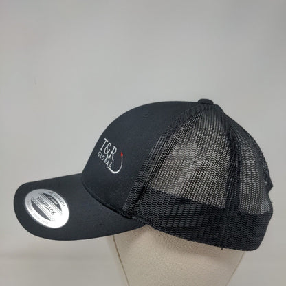 T&R Global Snapback Trucker Hat Black One Size Mesh Back The Classics Yupoong