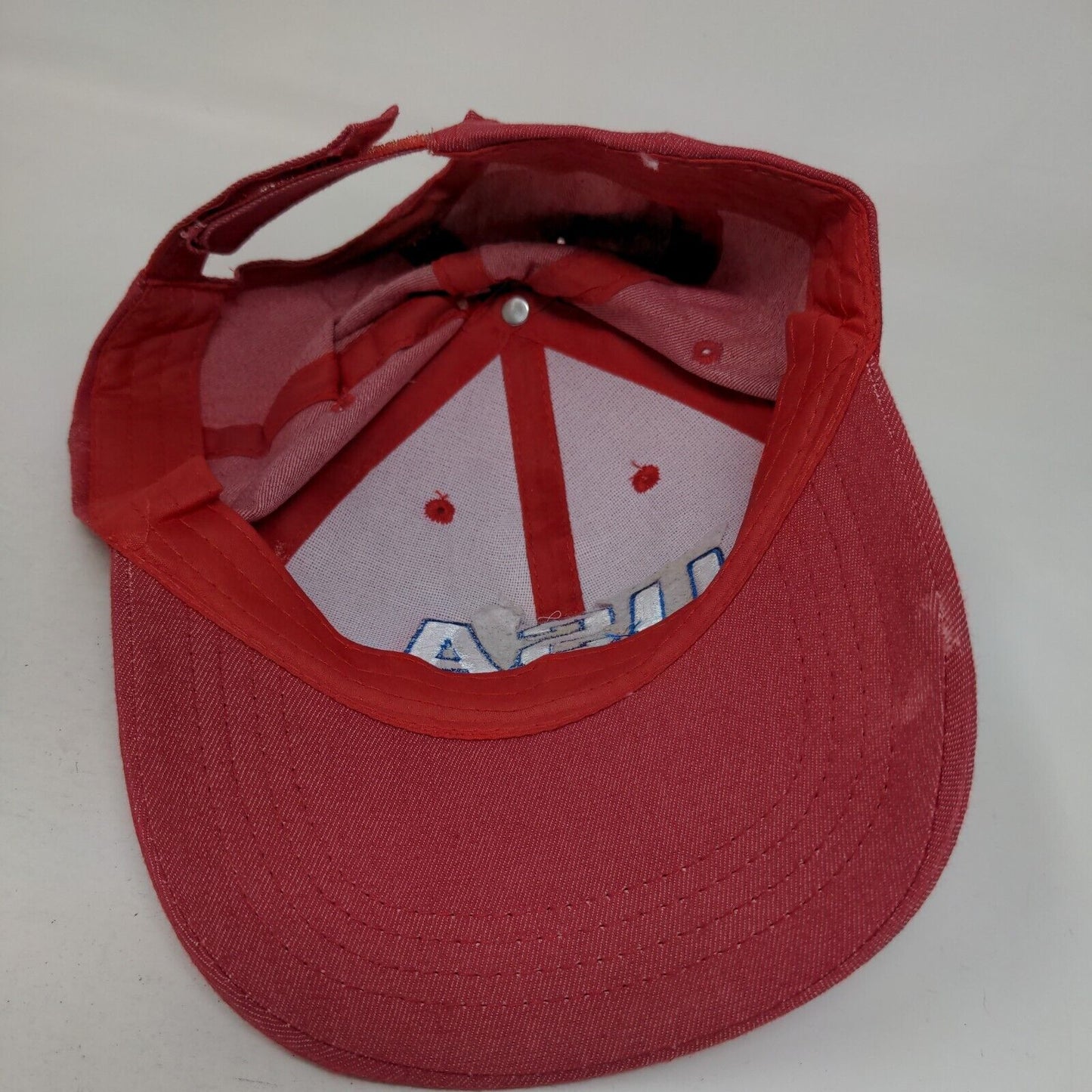 USA Strapback Hat Red One Size Adjustable Embroidered Vented Holes 6 Panel