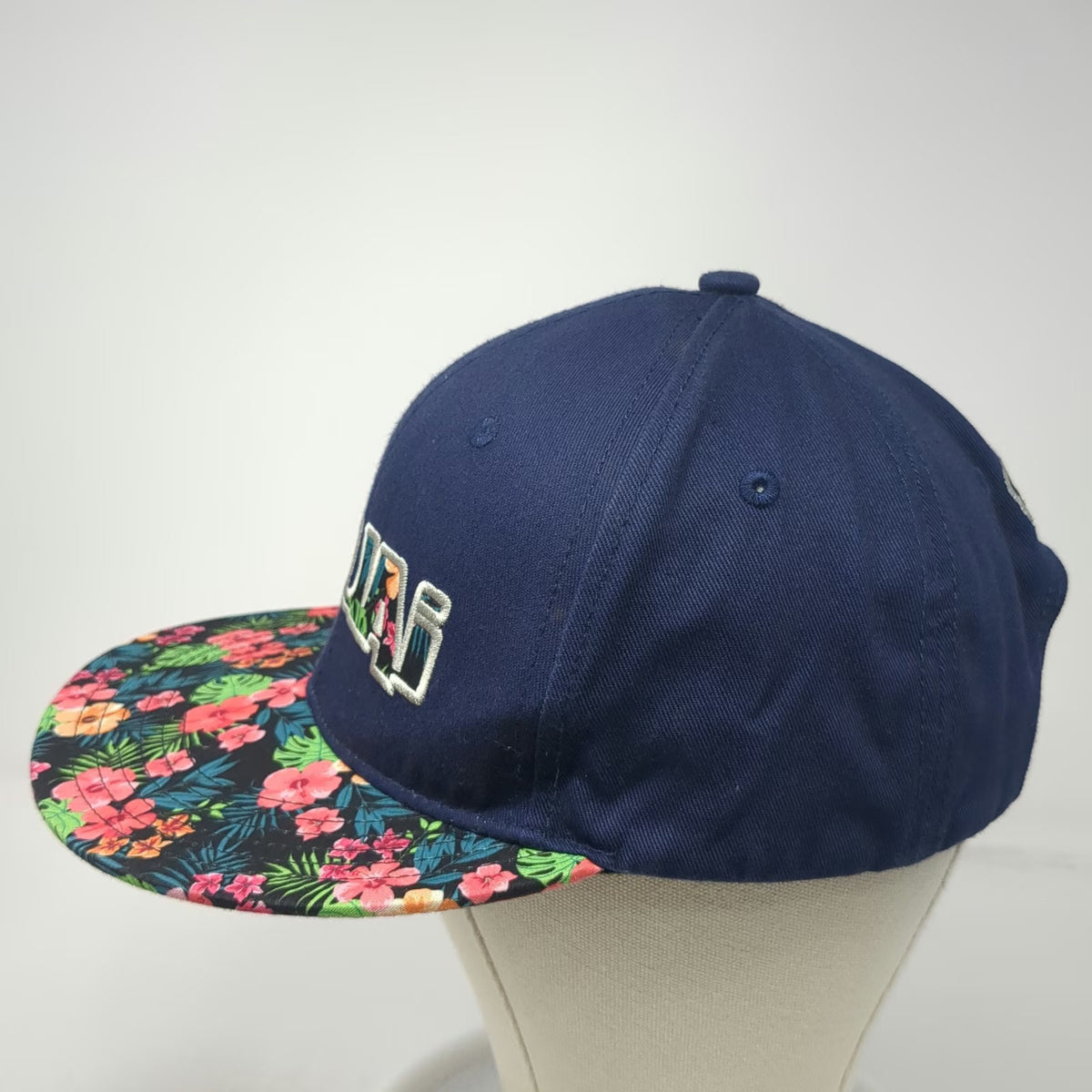 Hawaiian Headwear Snapback Hat Blue One Size Floral Brim Kauai 808 Embroidery