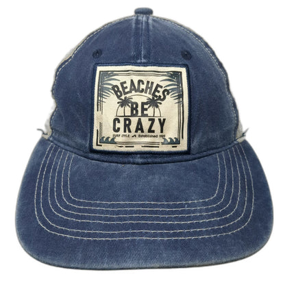 Surf Style Baseball Cap Blue One Size Beaches Be Crazy Mesh Strapback Patch Hat