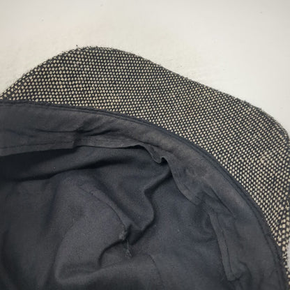 Army Cap Black White One Size Tweed Woven Fabric Side Buttons Cadet Hat