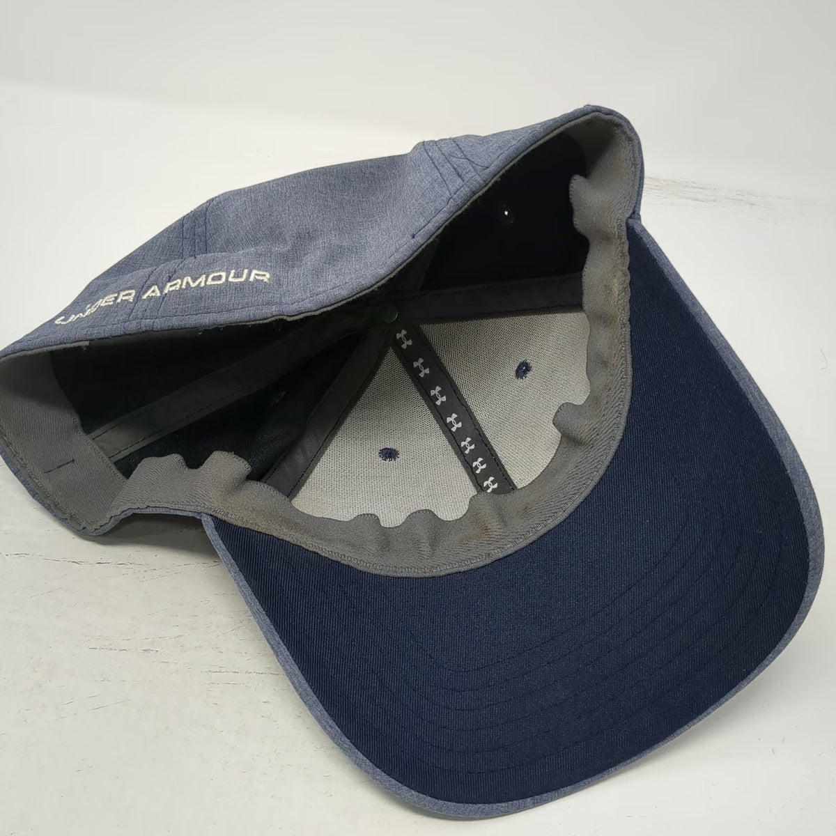Under Armour Baseball Cap Blue XL Front Patch Logo Embroidered Fitted Hat