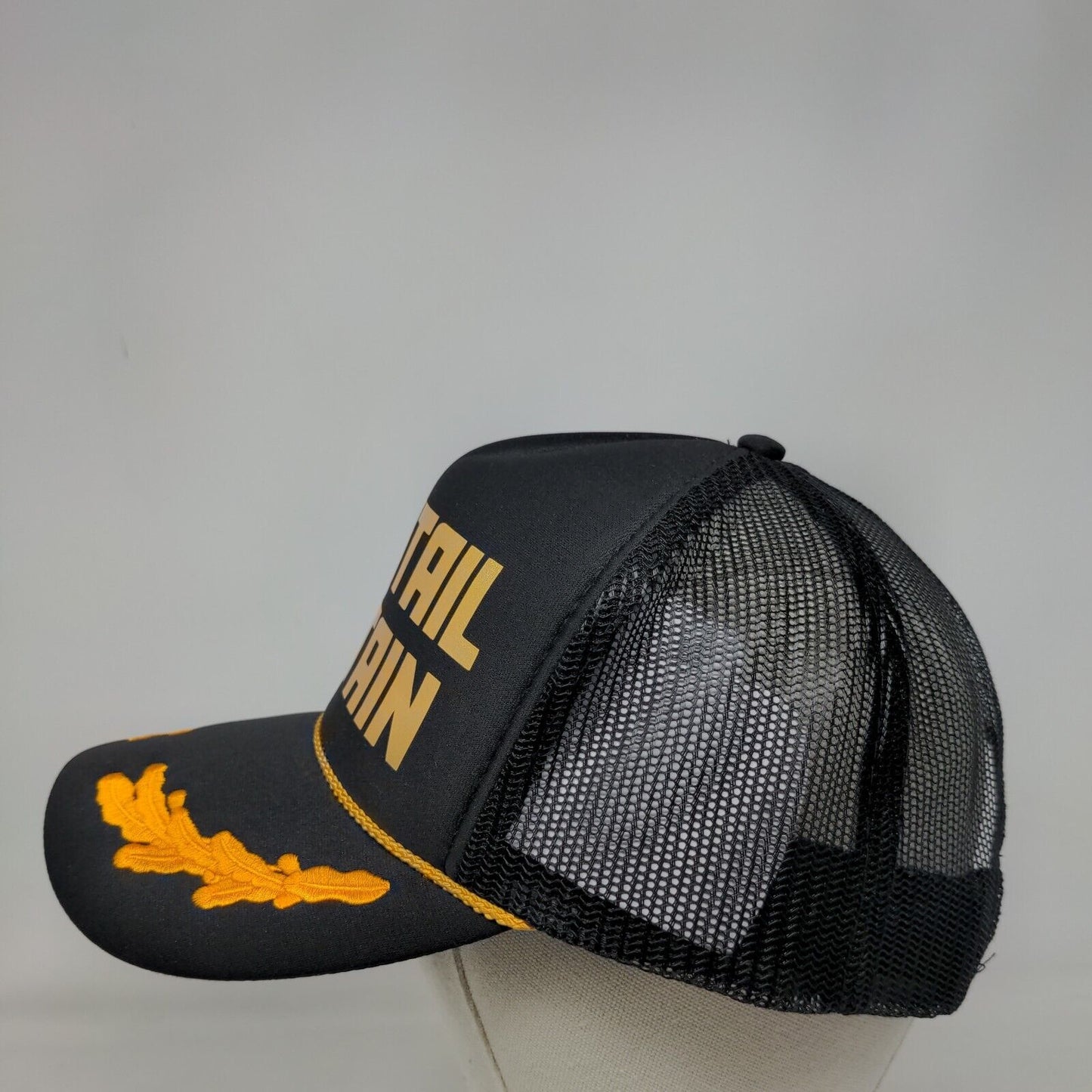 Cocktail Captain Snapback Trucker Hat Black OSFM Adjustable 6 Panel Rope Otto