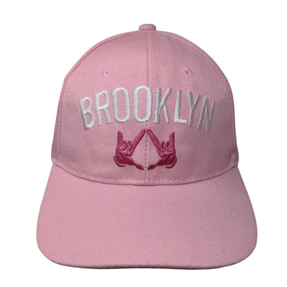 Brooklyn Strapback Hat Pink One Size Adjustable Embroidered Vented Holes Acrylic
