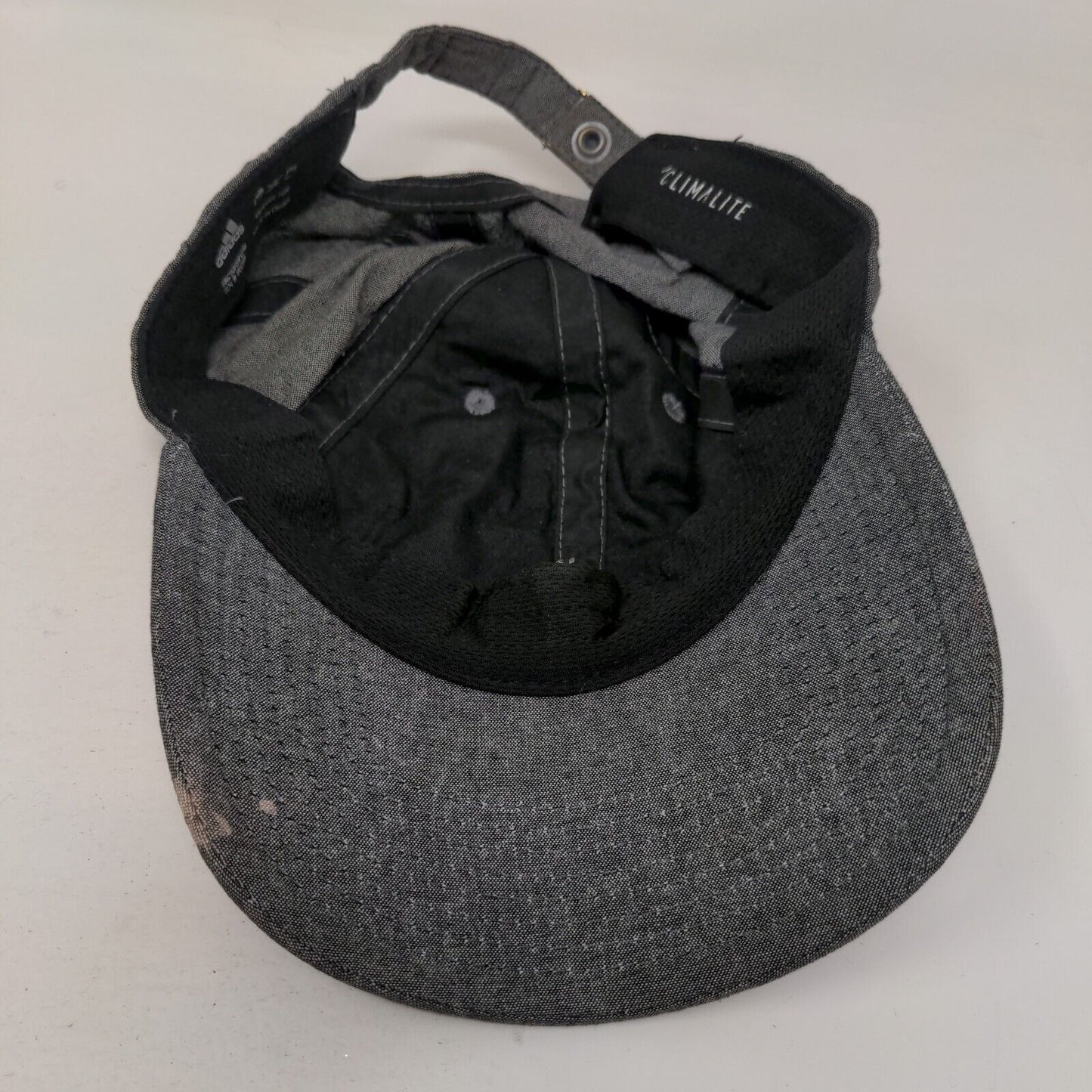 Adidas Climalite Slideback Hat Gray One Size Embroidered 3 Stripes