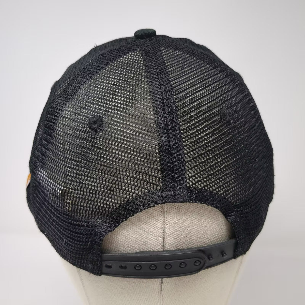 Carhartt Jon's Heating Inc Embroidered Black Trucker Hat One Size Snapback Mesh