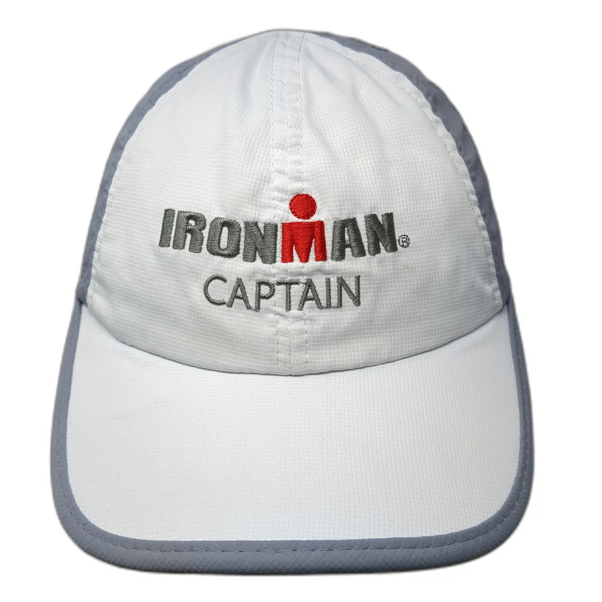 Ironman Baseball Cap White Gray Red OSFM Performance Captain Mesh Running Hat