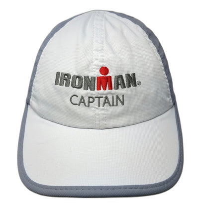 Ironman Baseball Cap White Gray Red OSFM Performance Captain Mesh Running Hat
