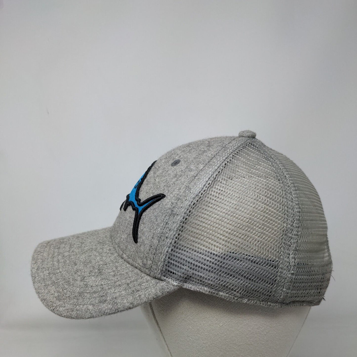 Avid Snapback Mesh Back Trucker Hat Gray OSFM Embroidered Fishing Hook