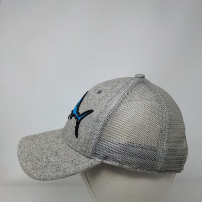 Avid Snapback Mesh Back Trucker Hat Gray OSFM Embroidered Fishing Hook