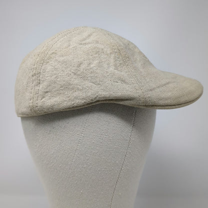 Vintage Crown Co Newsboy Cap Beige M Linen Cotton Paisley Lining Fitted Hat