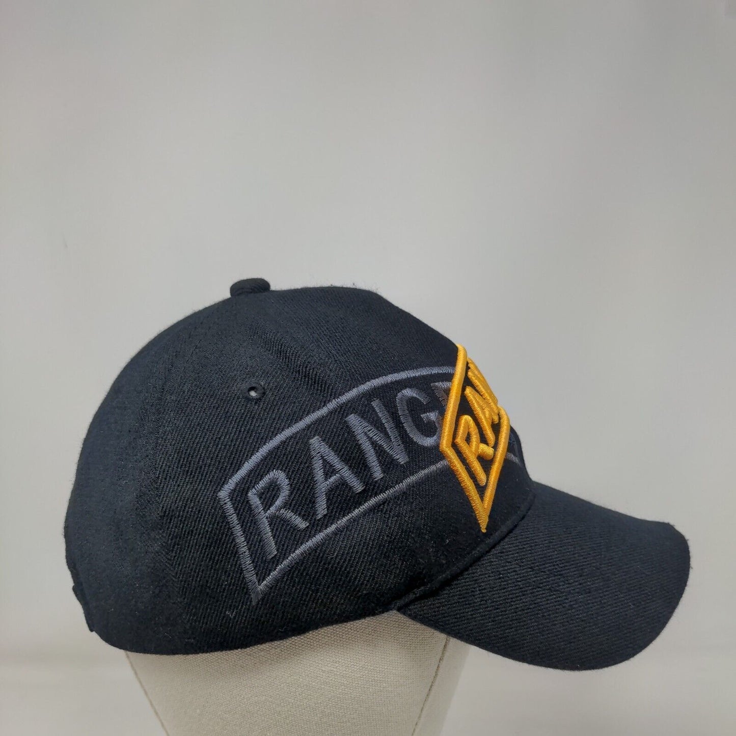 Ranger Strapbak Hat Black One Size Adjustable Embroidered Vented Holes 6 Panel