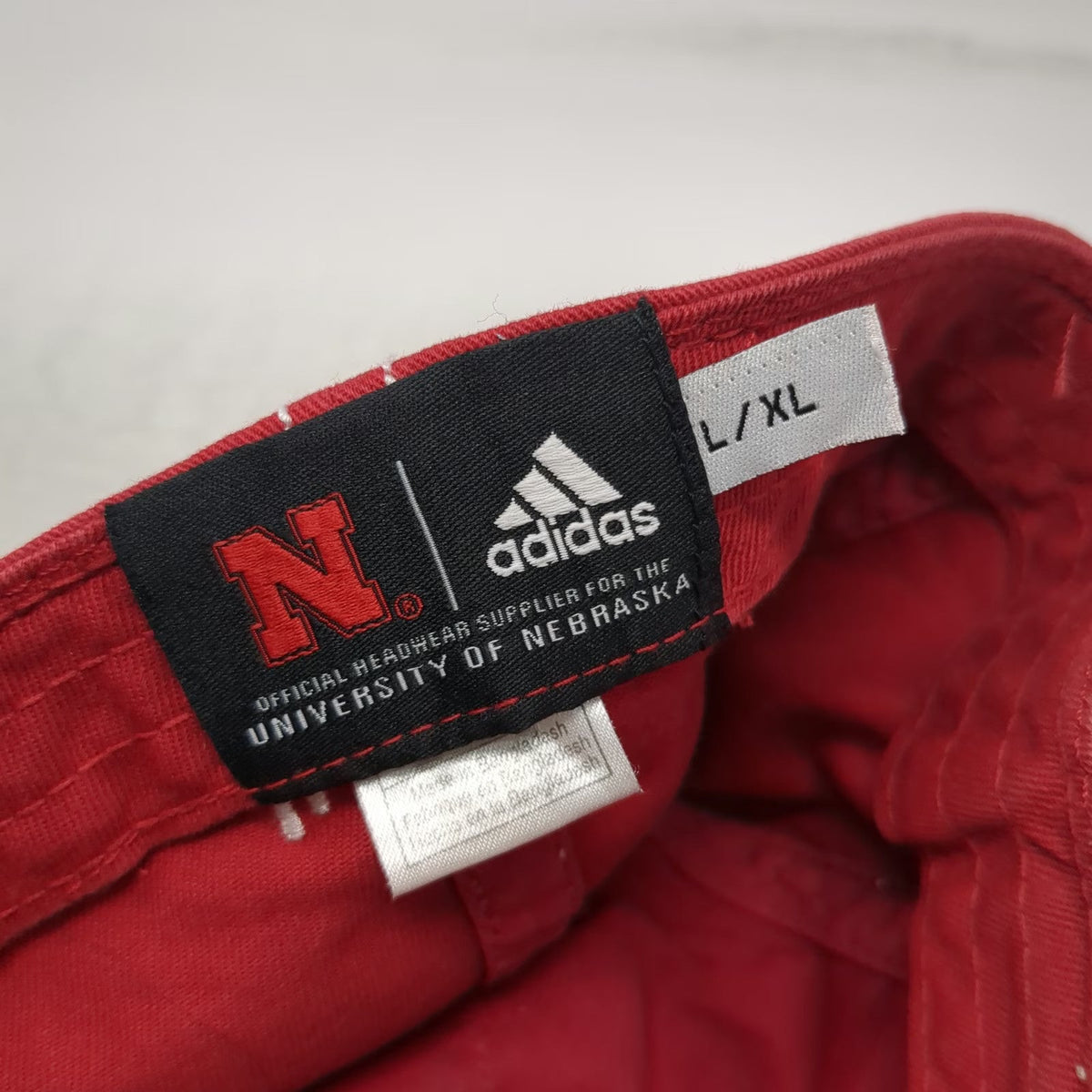 Nebraska Cornhuskers NCAA adidas Red XL Stretch Fit Curved Brim Cap Hat Huskers