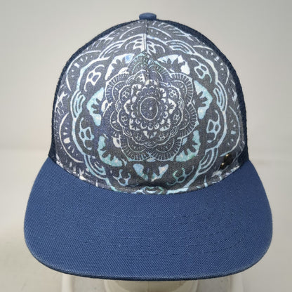 Gypsy & Lolo Trucker Hat Blue OSFM Upcycled Fabric Mandala Pattern Mesh Snapback
