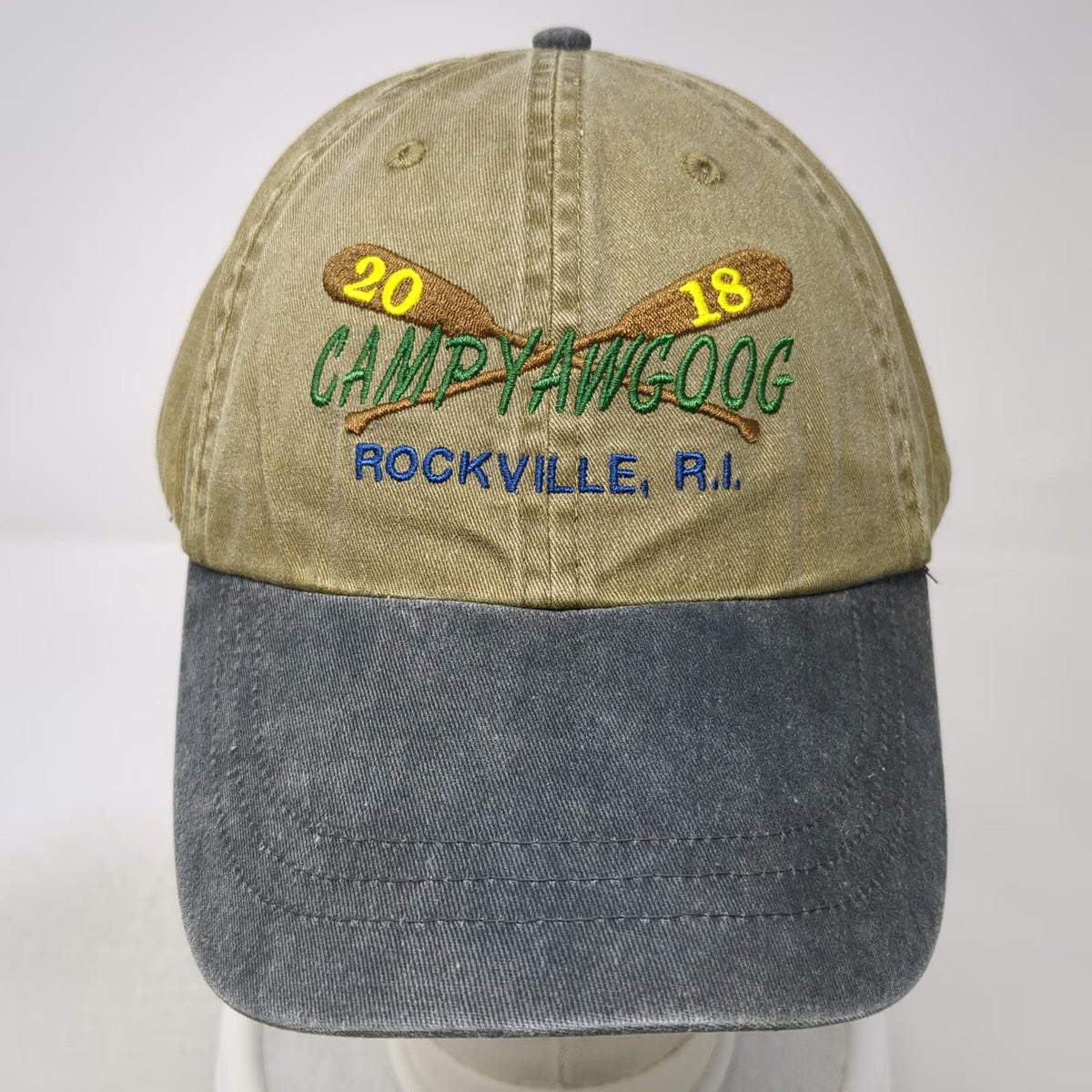 Brown Gray Baseball Cap One Size Camp Yawgoog Rockville RI Oars Slideback Hat