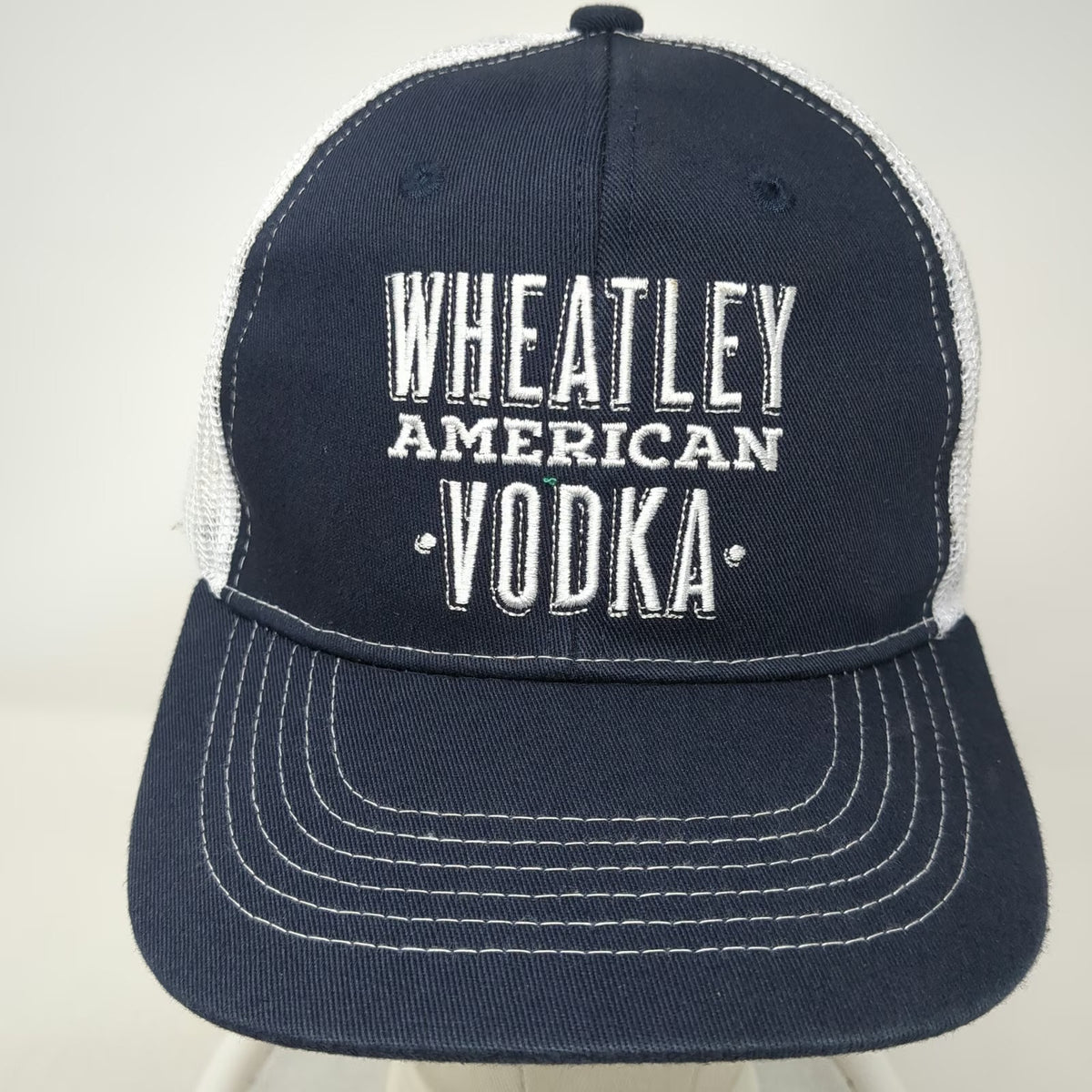 Wheatley American Vodka Trucker Hat Blue One Size Mesh Snapback Distillery Promo