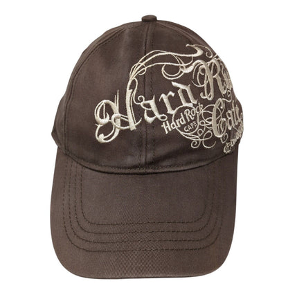 Hard Rock Cafe Fitted Hat Brown One Size Lightweight Embroidered Cotton