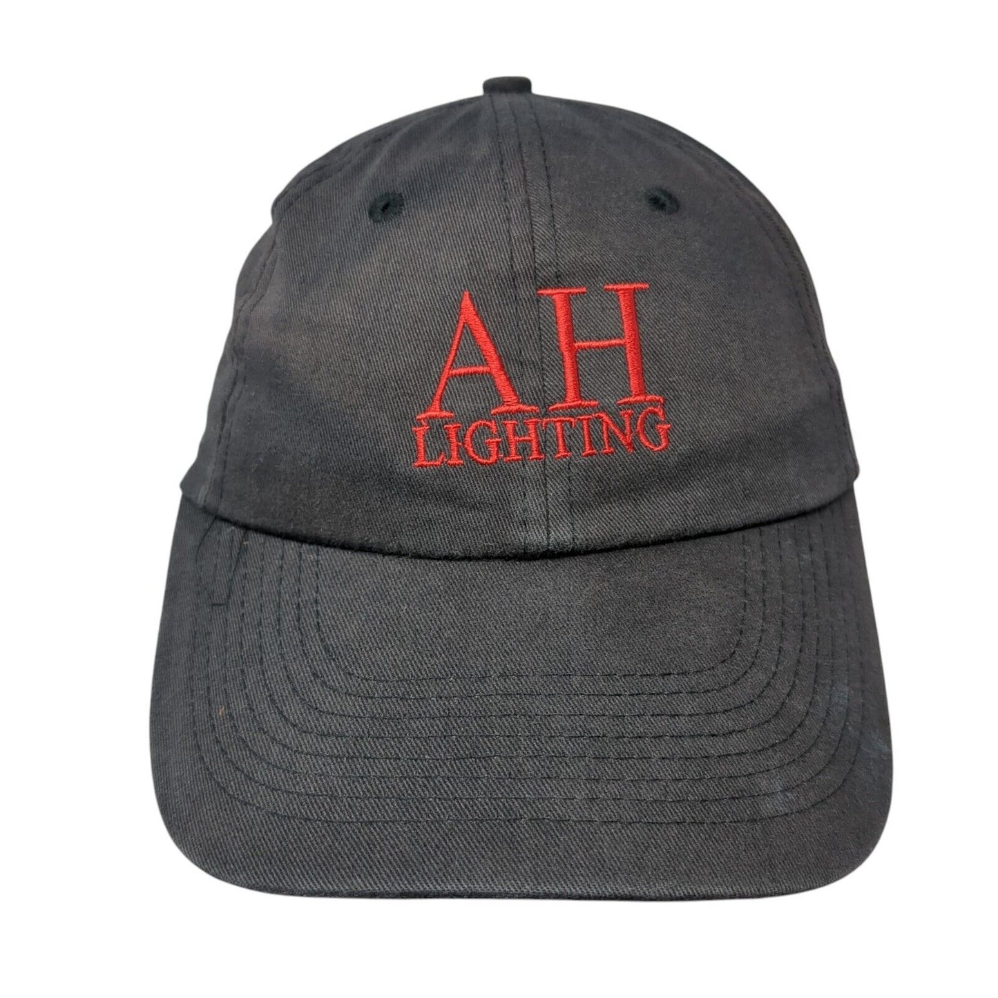 AH Lighting Strapback Hat Black One Size Adjustable Embroidered 6 Panel Cotton