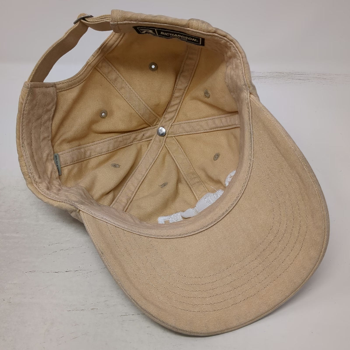 Richardson Baseball Cap Beige One Size ALL IN Embroidered Logo Slideback Hat