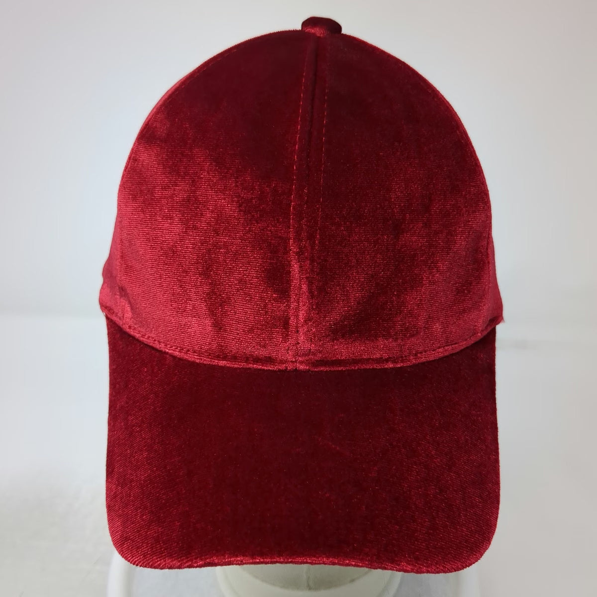 Red Velvet Baseball Cap Hat One Size Adjustable Strapback Textured Solid 6-Panel