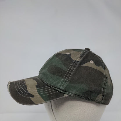 Unbranded Strapback Hat Camouflage OSFA Adjustable Distressed 6 Panel Blank
