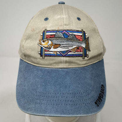 Flying Fisherman Baseball Cap Beige One Size Striped Bass Fishing Hat Strapback