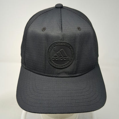 Adidas 5 Panel Black Hat OSFM Snapback Rubber Logo Patch Three Stripes Polyester