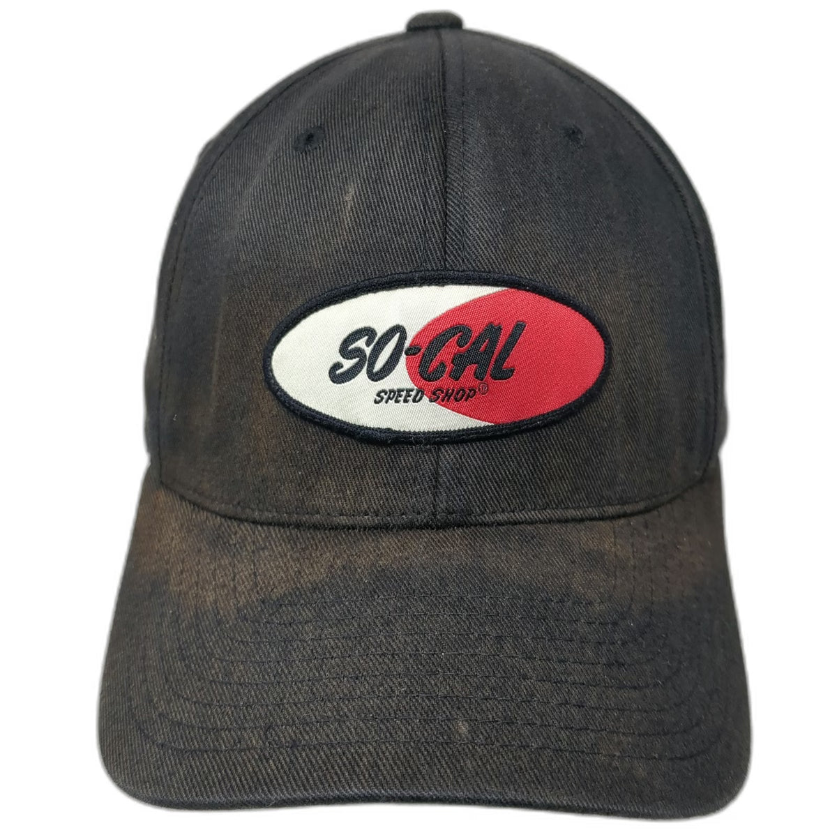 So-Cal Speed Shop Baseball Cap Black M Flexfit Fitted Patched Sun Faded Hat