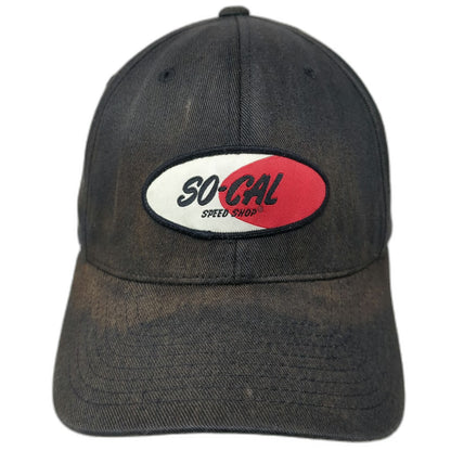 So-Cal Speed Shop Baseball Cap Black M Flexfit Fitted Patched Sun Faded Hat