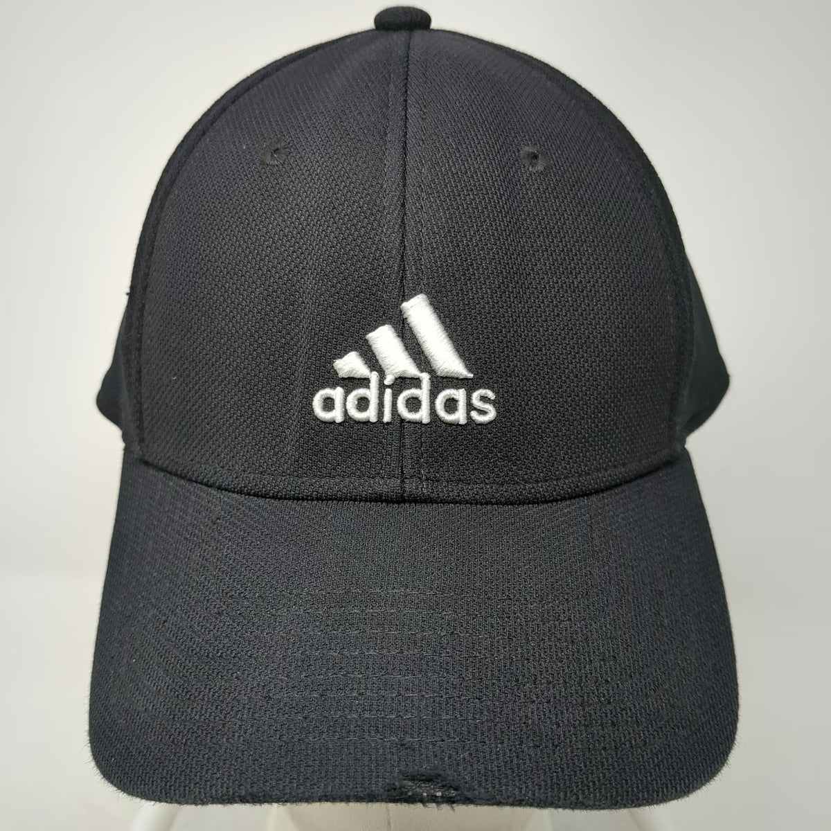 Adidas Baseball Cap Black One Size Performance Mesh Stretch Fit Logo Stitch Hat