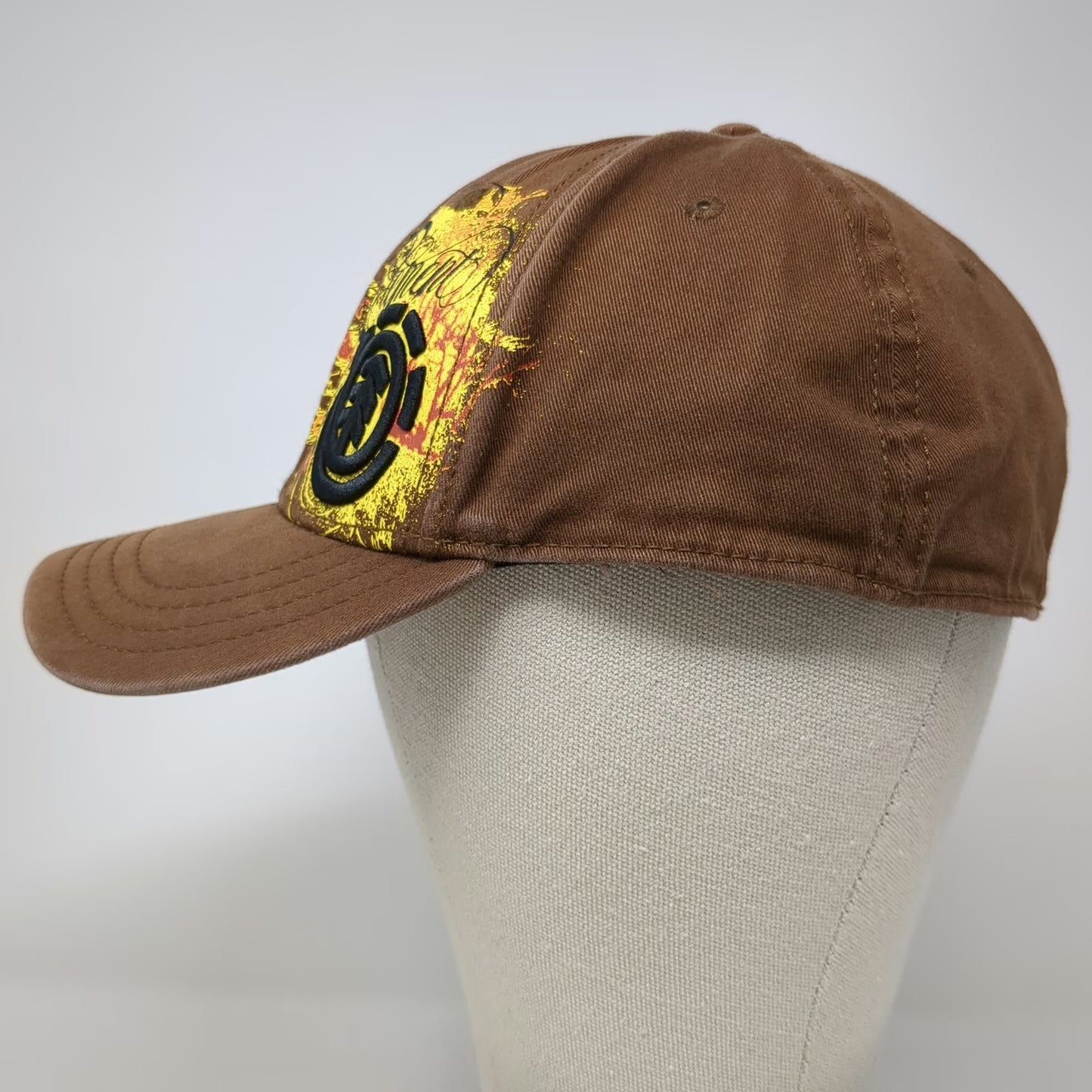 Element Baseball Cap Brown XL Embroidered Logo Distressed Graphic Flexfit Hat