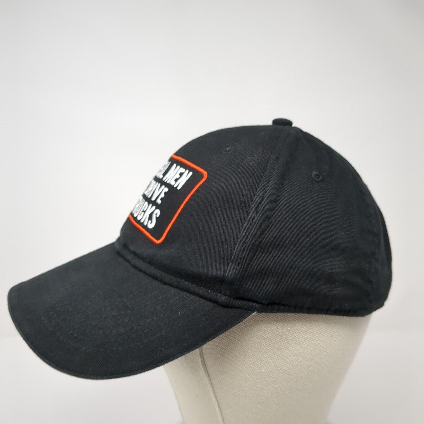 Real Men Drive Trucks Strapback Hat Black OSFA Adjustable Embroidered
