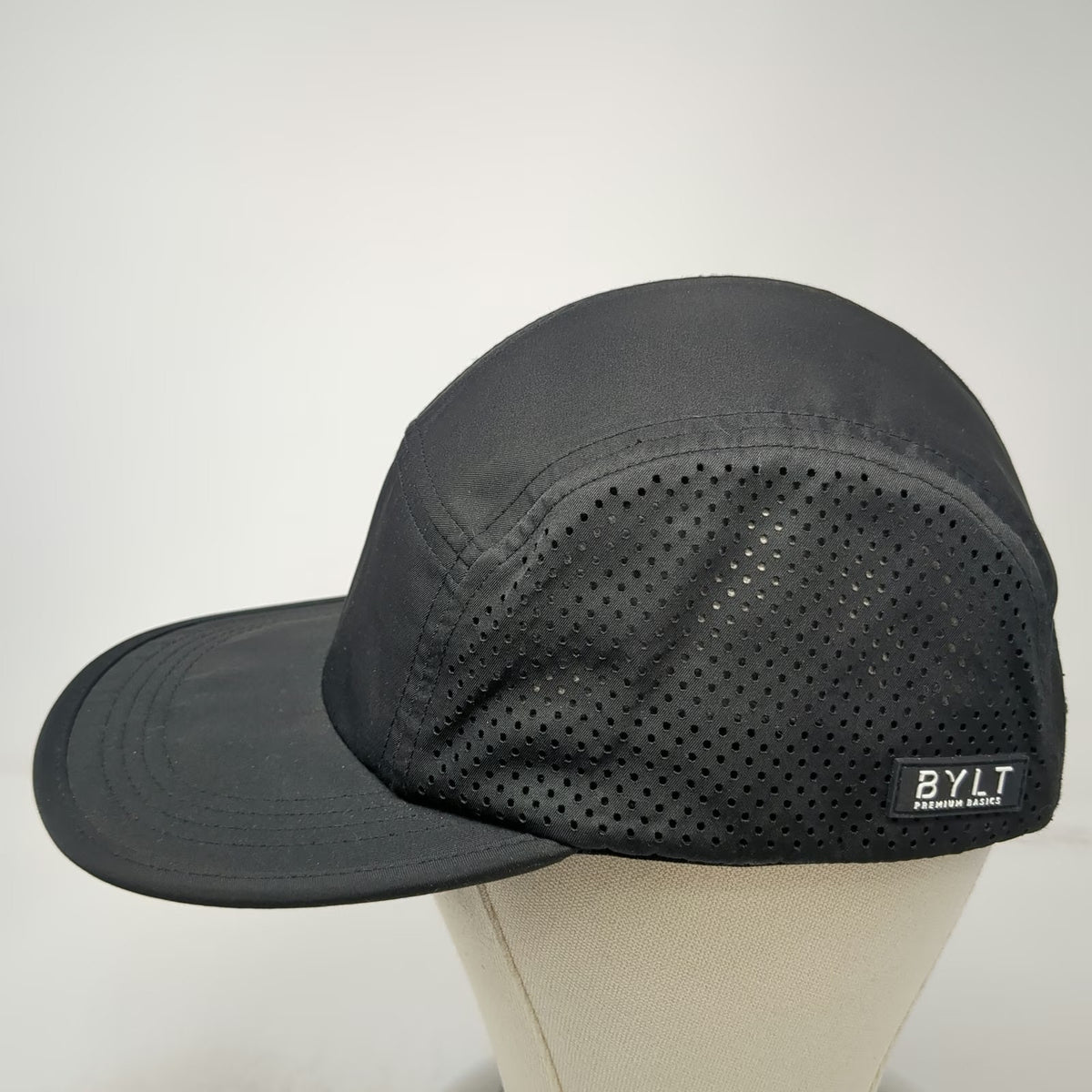 BYLT Premium 5 Panel Black One Size Mesh Performance Adjustable Strapback Hat