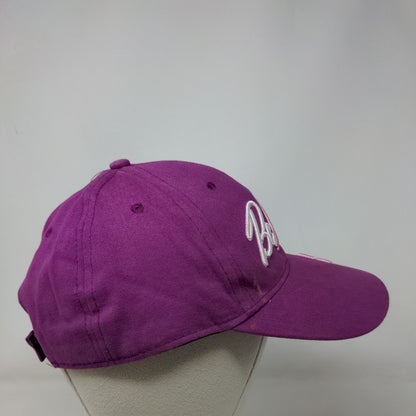 Believe Strapback Hat Purple OSFM Embroidered Pink Ribbon 6 Panel