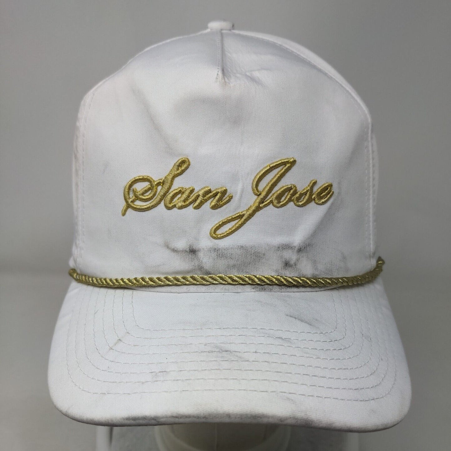 San Jose Snapback Hat White OSFA Adjustable Embroidered Rope 6 Panel Imperial