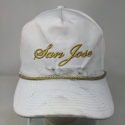 San Jose Snapback Hat White OSFA Adjustable Embroidered Rope 6 Panel Imperial