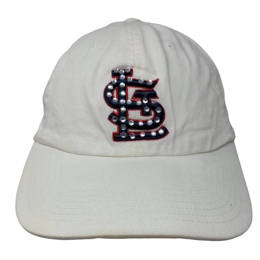 Twins Enterprise Women Slideback Hat White OSFA Saint Louis Cardinals Rhinestone