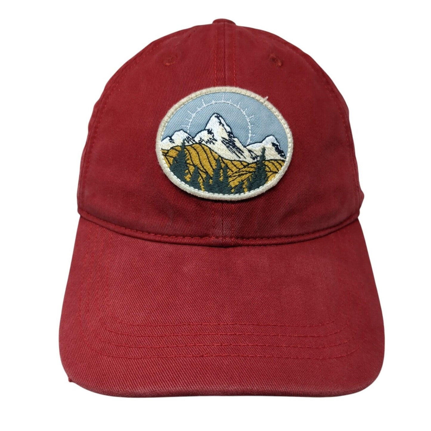 Mountain Patch Slideback Hat Red One Size Adjustable A&F Solid 6 Panel