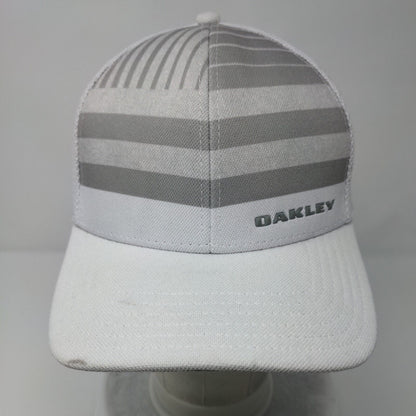 Oakley Silicon Bark Fitted Trucker Hat White S/M Striped Mesh Back
