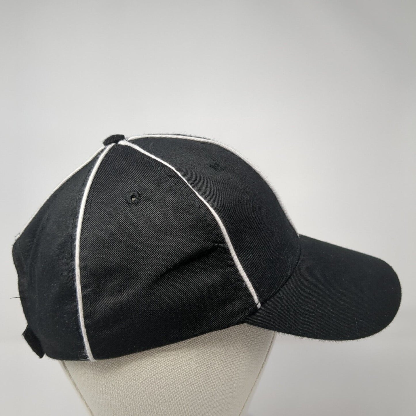 Unbranded Strapback Hat Black One Size Adjustable Vented Holes 6 Panel Blank