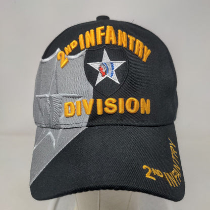 2nd Infantry Division Strapback Hat Black One Size Adjustable Embroidered