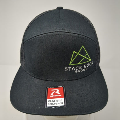 Stack Rock Group Snapback Trucker Hat Black One Size Mesh Back Flat Bill