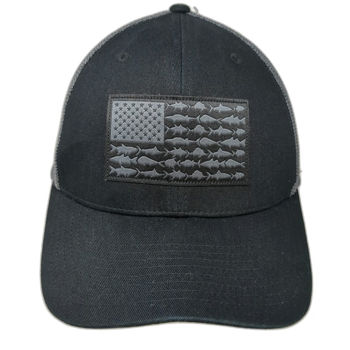 Columbia Baseball Cap Black S Fitted Mesh Back PFG Performance Tuna Flag Hat